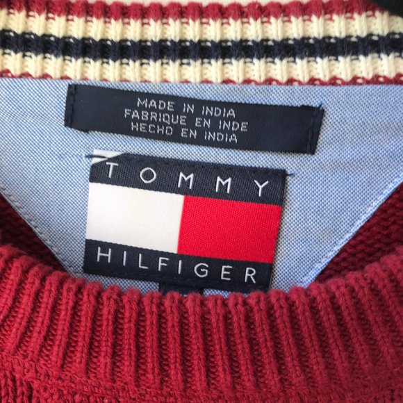 Vtg Tommy Hilfiger Brick Red Cardigan Sweater Cotton Mens Size Small S/P Solid - Picture 4 of 12